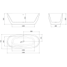 Mexen Luvo Slim baignoire autoportante 170 x 75 cm, blanc/noir, trop-plein doré brossé - 52801707575-55