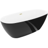 Mexen Luvo Slim baignoire autoportante 170 x 75 cm, blanche/noire, trop-plein or brossé - 52801707575-55