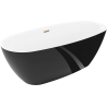 Mexen Luvo Slim baignoire autoportante 170 x 75 cm, blanche/noire, trop-plein or rose - 52801707575-60