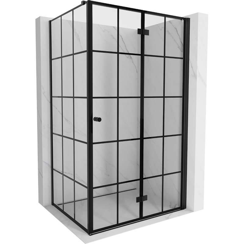 Mexen Mist-F cabine de douche pliante droite 95 x 100 cm, grille noire, noir - 8A6T-095-100-70-77-P