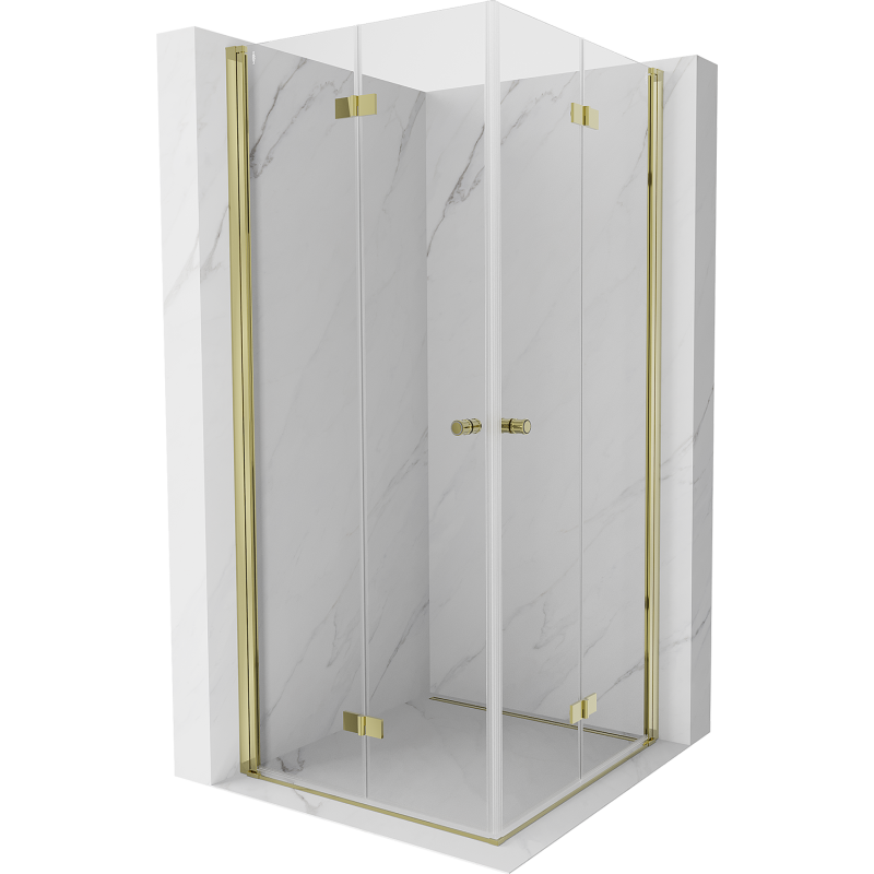 Mexen Mist-F Duo cabine de douche pliante 110 x 110 cm, transparent, or - 8A6-110L-110P-50-00