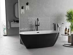 Mexen Luvo Slim baignoire autoportante 170 x 75 cm, blanc/noir, trop-plein noir - 52801707575-70