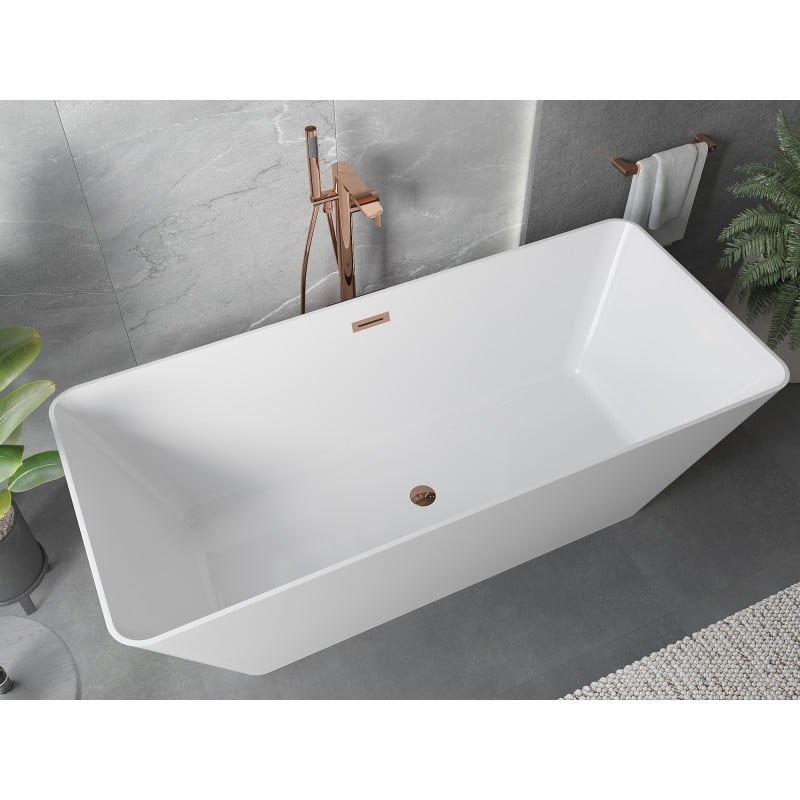 Mexen Velo Slim baignoire autoportante 170 x 75 cm, blanche, trop-plein or rose - 52811707500-60