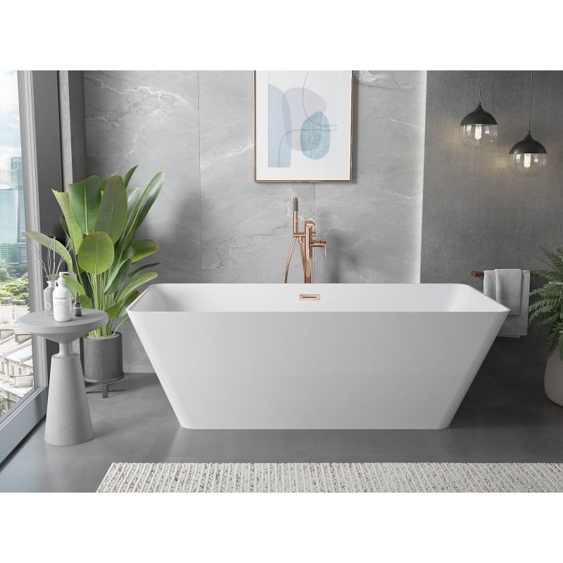 Mexen Velo Slim baignoire autoportante 170 x 75 cm, blanche, trop-plein or rose - 52811707500-60
