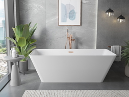 Mexen Velo Slim baignoire autoportante 170 x 75 cm, blanche, trop-plein or rose - 52811707500-60