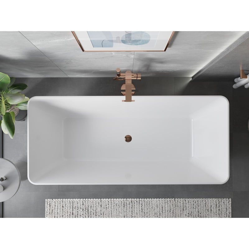 Mexen Velo Slim baignoire autoportante 170 x 75 cm, blanche, trop-plein or rose - 52811707500-60