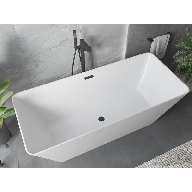 Mexen Velo Slim baignoire autoportante 170 x 75 cm, blanche, trop-plein noir - 52811707500-70