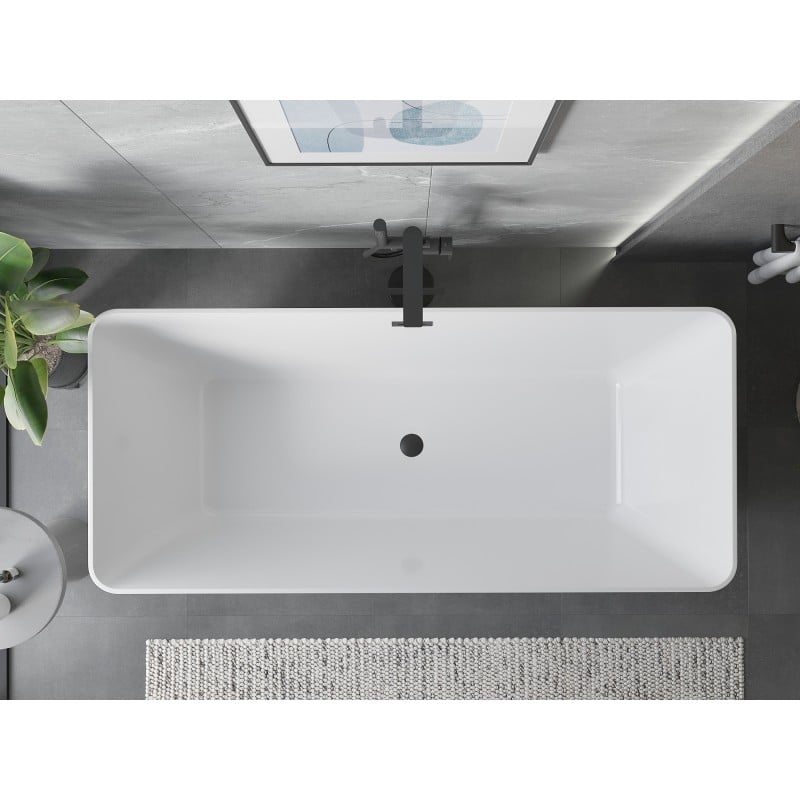 Mexen Velo Slim baignoire autoportante 170 x 75 cm, blanche, trop-plein noir - 52811707500-70