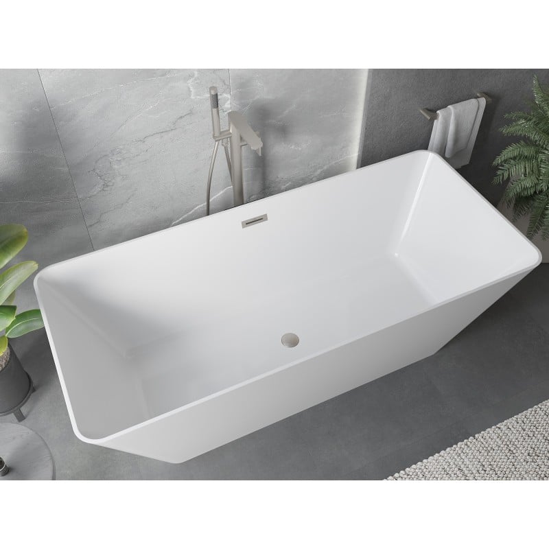 Mexen Velo Slim baignoire autoportante 170 x 75 cm, blanche, trop-plein nickel brossé - 52811707500-97