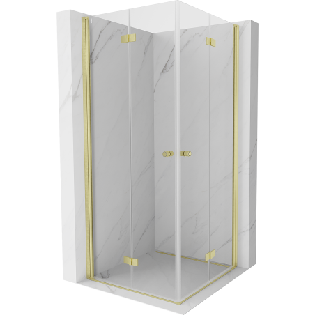 Mexen Mist-F Duo cabine de douche pliante 70 x 70 cm, transparent, or brossé - 8A6-070L-070P-55-00