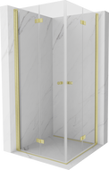 Mexen Mist-F Duo cabine de douche pliante 70 x 70 cm, transparent, or brossé - 8A6-070L-070P-55-00