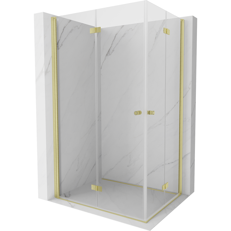 Mexen Mist-F Duo cabine de douche pliante gauche 75 x 70 cm, transparent, or brossé - 8A6-075L-070P-55-00