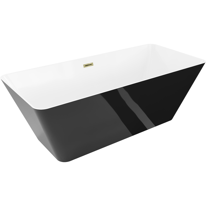 Mexen Velo Slim baignoire autoportante 170 x 75 cm, blanc/noir, trop-plein doré - 52811707575-50