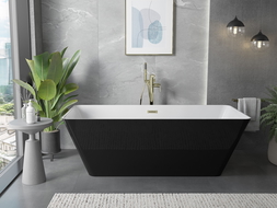 Mexen Velo Slim baignoire autoportante 170 x 75 cm, blanc/noir, trop-plein doré brossé - 52811707575-55