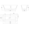 Mexen Velo Slim baignoire autoportante 170 x 75 cm, blanche/noire, trop-plein en cuivre brossé - 52811707575-65
