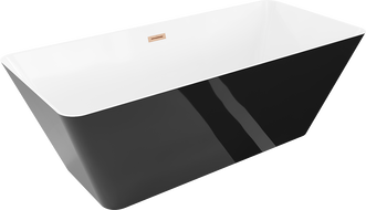 Mexen Velo Slim baignoire autoportante 170 x 75 cm, blanc/noir, trop-plein cuivre brossé - 52811707575-65