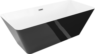 Mexen Velo Slim baignoire autoportante 170 x 75 cm, blanche/noire, trop-plein en gun gray brossé - 52811707575-66