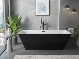 Mexen Velo Slim baignoire autoportante 170 x 75 cm, blanche/noire, trop-plein noir - 52811707575-70