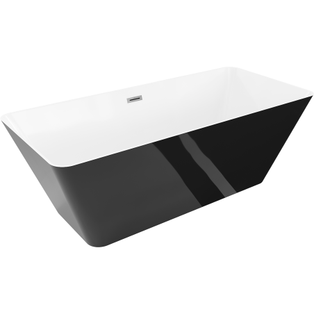 Mexen Velo Slim baignoire autoportante 170 x 75 cm, blanc/noir, trop-plein en nickel brossé - 52811707575-97