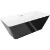 Mexen Velo Slim baignoire autoportante 170 x 75 cm, blanc/noir, trop-plein en nickel brossé - 52811707575-97