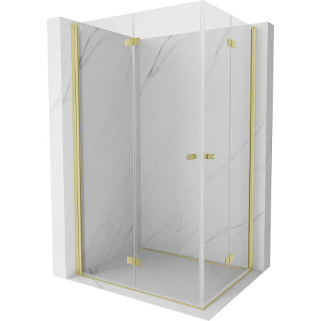 Mexen Mist-F Duo cabine de douche pliante gauche 95 x 75 cm, transparent, or brossé - 8A6-095L-075P-55-00
