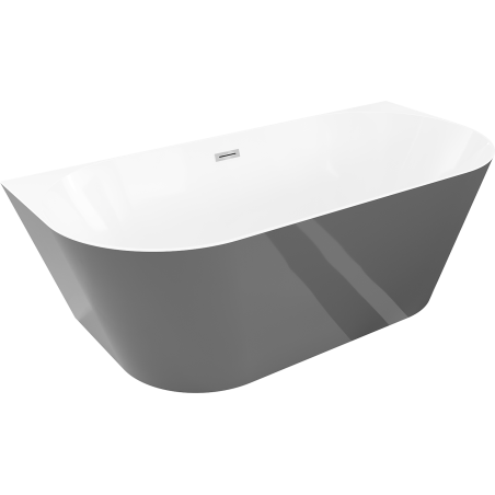 Mexen Oval Slim baignoire autoportante murale 170 x 80 cm, blanc/gris, trop-plein chromé - 52661708062-01