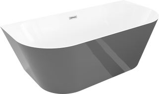 Mexen Oval Slim baignoire autoportante adossée 170 x 80 cm, blanc/gris, trop-plein chromé - 52661708062-01