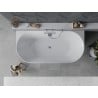 Mexen Oval Slim baignoire autoportante adossée 170 x 80 cm, blanche/grise, trop-plein chromé - 52661708062-01