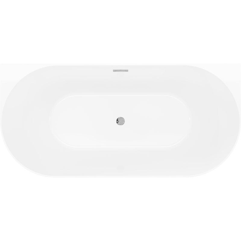 Mexen Oval Slim baignoire autoportante adossée 170 x 80 cm, blanche/grise, trop-plein chromé - 52661708062-01