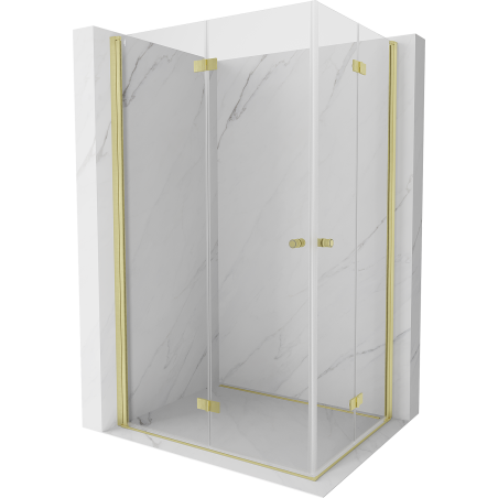 Mexen Mist-F Duo cabine de douche pliante gauche 100 x 75 cm, transparent, or brossé - 8A6-100L-075P-55-00