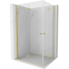 Mexen Mist-F Duo cabine de douche pliante gauche 120 x 75 cm, transparent, or brossé - 8A6-120L-075P-55-00