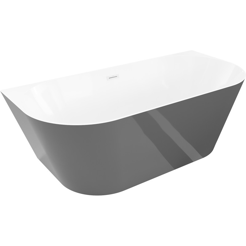Mexen Oval Slim baignoire autoportante adossée 170 x 80 cm, blanche/grise, trop-plein blanc - 52661708062-20