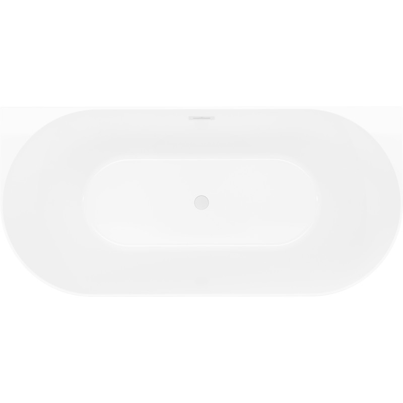 Mexen Oval Slim baignoire autoportante adossée 170 x 80 cm, blanche/grise, trop-plein blanc - 52661708062-20