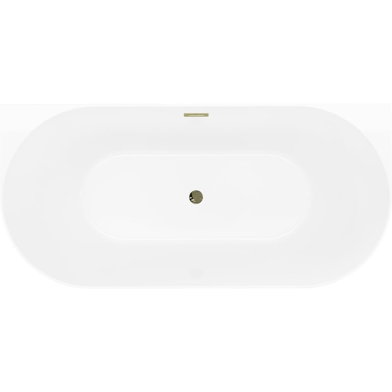 Mexen Oval Slim baignoire autoportante contre le mur 170 x 80 cm, blanc/gris, trop-plein doré - 52661708062-50