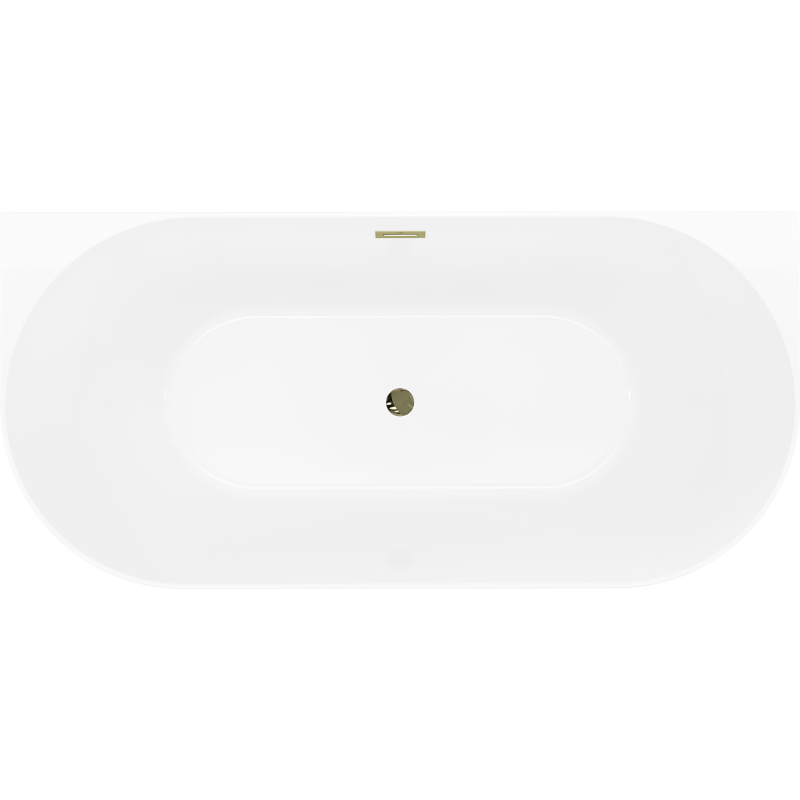 Mexen Oval Slim baignoire autoportante murale 170 x 80 cm, blanc/gris, trop-plein doré - 52661708062-50