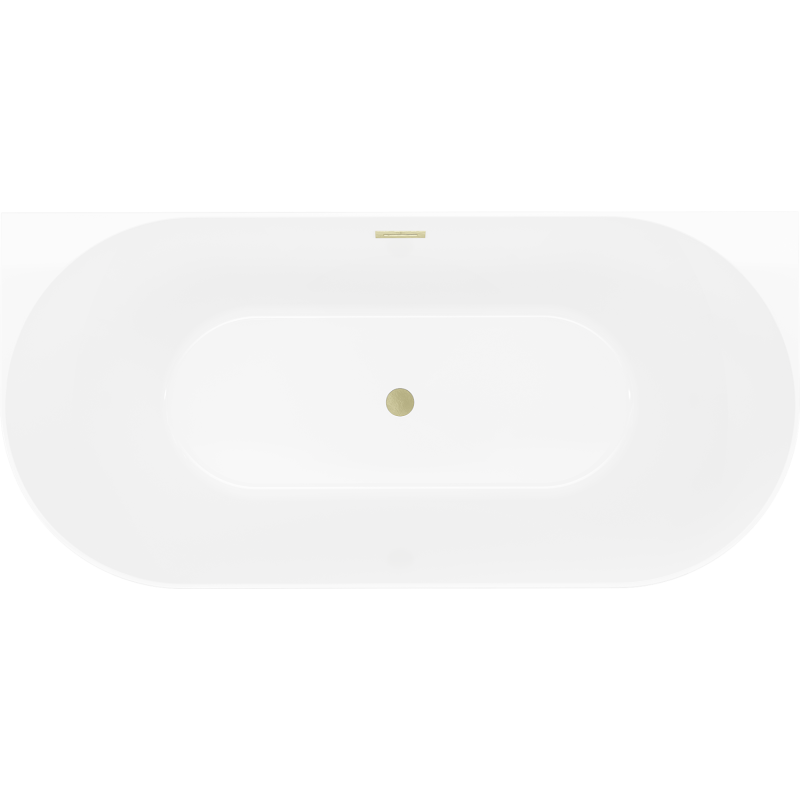 Mexen Oval Slim baignoire autoportante adossée 170 x 80 cm, blanc/gris, trop-plein doré brossé - 52661708062-55
