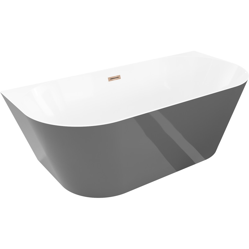 Mexen Oval Slim baignoire autoportante adossée 170 x 80 cm, blanc/gris, trop-plein or rose - 52661708062-60