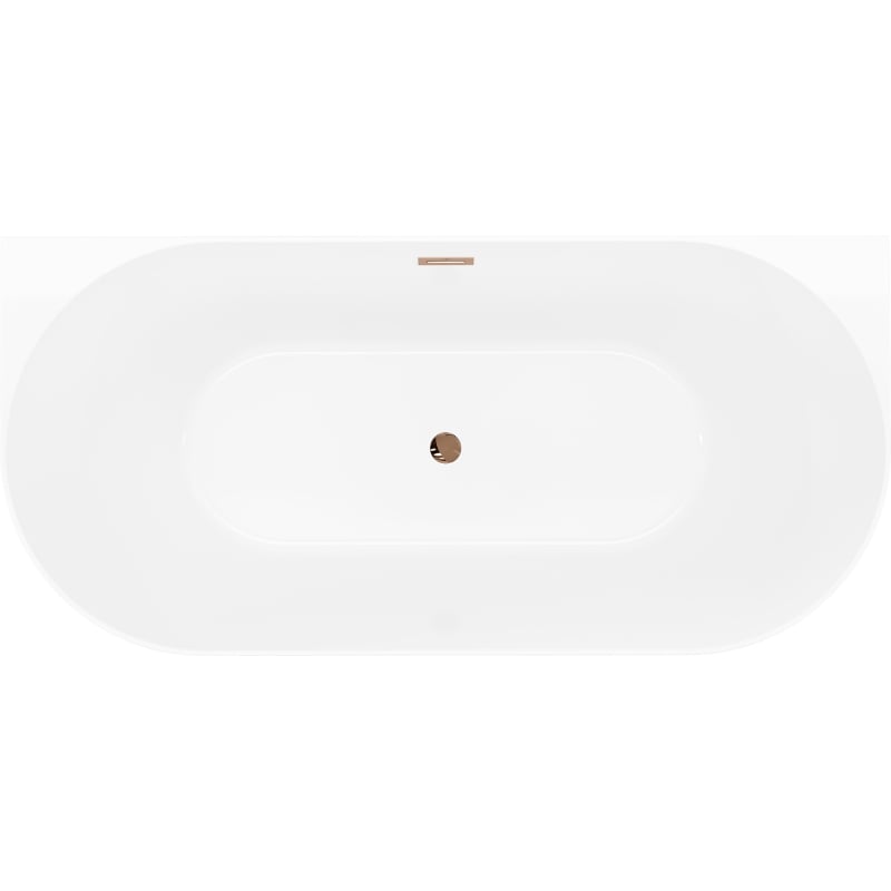 Mexen Oval Slim baignoire autoportante adossée 170 x 80 cm, blanc/gris, trop-plein or rose - 52661708062-60