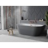 Mexen Oval Slim baignoire autoportante adossée 170 x 80 cm, blanc/gris, trop-plein or rose - 52661708062-60