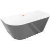 Mexen Oval Slim baignoire autoportante murale 170 x 80 cm, blanche/grise, trop-plein cuivre brossé - 52661708062-65