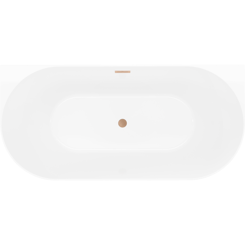 Mexen Oval Slim baignoire autoportante adossée 170 x 80 cm, blanc/gris, trop-plein cuivre brossé - 52661708062-65