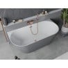 Mexen Oval Slim baignoire autoportante murale 170 x 80 cm, blanche/grise, trop-plein cuivre brossé - 52661708062-65