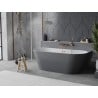Mexen Oval Slim baignoire autoportante murale 170 x 80 cm, blanche/grise, trop-plein cuivre brossé - 52661708062-65
