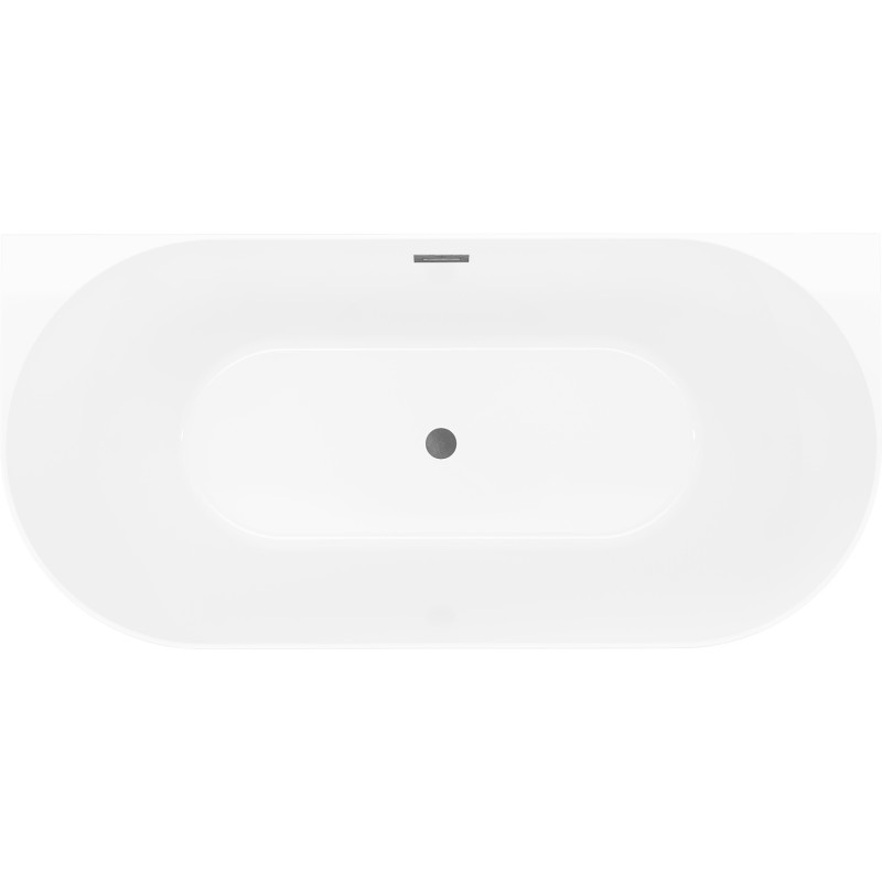 Mexen Oval Slim baignoire autoportante adossée 170 x 80 cm, blanche/grise, trop-plein gris canon brossé - 52661708062-66