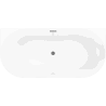 Baignoire autonome Mexen Oval Slim adossée 170 x 80 cm, blanc/gris, trop-plein gun gray brossé - 52661708062-66