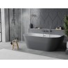Mexen Oval Slim baignoire autoportante adossée 170 x 80 cm, blanche/grise, trop-plein gris canon brossé - 52661708062-66