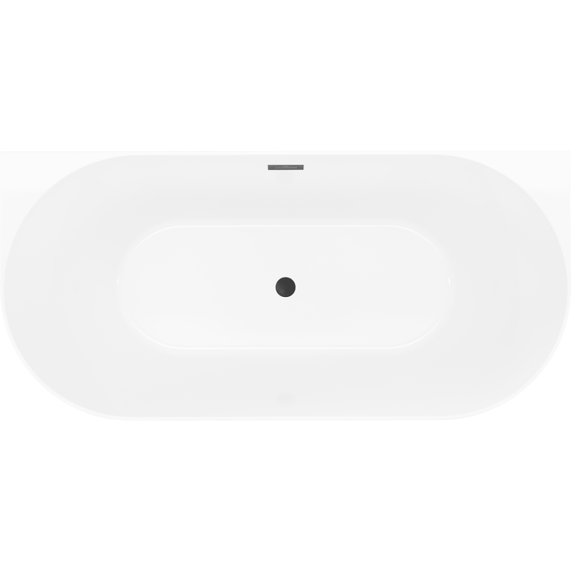 Mexen Oval Slim baignoire autoportante murale 170 x 80 cm, blanc/gris, trop-plein noir - 52661708062-70