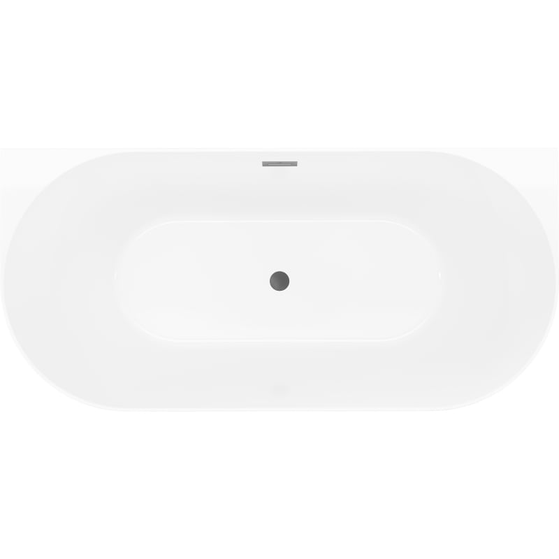 Mexen Oval Slim baignoire autoportante adossée 170 x 80 cm, blanc/gris, trop-plein en métal canon - 52661708062-95