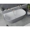 Mexen Oval Sim baignoire autoportante adossée 170 x 80 cm, blanc/gris, trop-plein nickel brossé - 52661708062-97