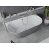 Mexen Oval Slim baignoire autoportante murale 170 x 80 cm, blanche/grise, trop-plein en nickel brossé - 52661708062-97